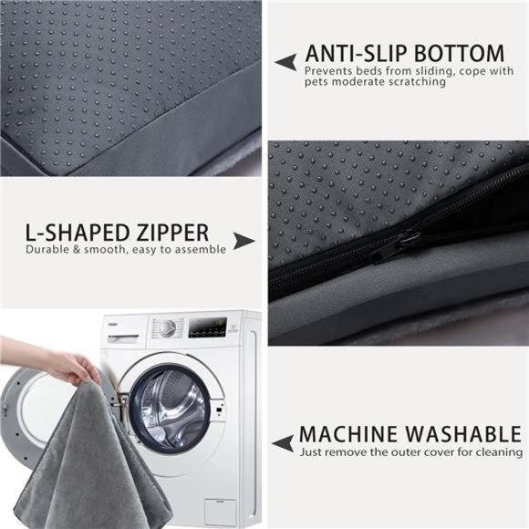 Dog Crate Bed Waterproof Deluxe Plush Dog Beds with Removable Washable Cover - Picture 5 of 7